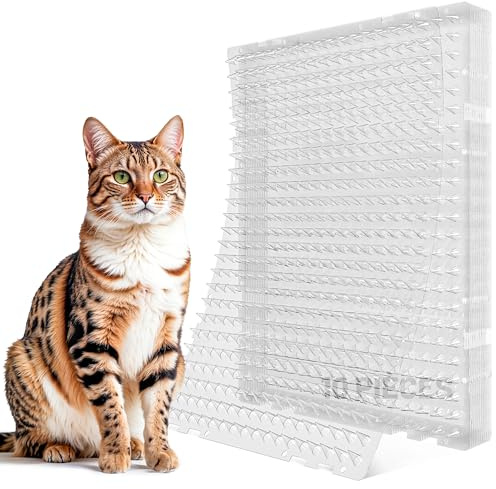 Kyrieval 42 x 32 cm Dornengitter Gegen Katzen - Katzenabwehrmatte zur Verwendung im Innen- und Außenbereich Katzenabwehr Garten, Anti-Katzen-Katzenschreck für Garten, Beete und Balkonsims（10 Stück）