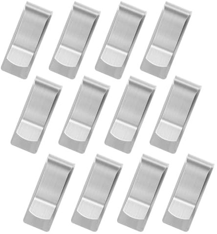 12 Stück Edelstahl Geldklammer Herren,Mabor Geldklammer Silber Geldklammern für Geldscheine Geldscheinklammer Geldclip für Bargeld Rechnungen Kreditkarte Visitenkarte(50x20mm)