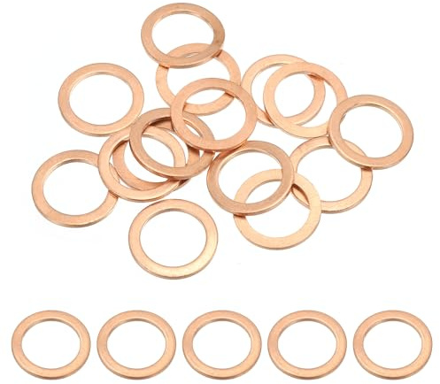 PATIKIL 15pcs Arandela de Cobre M16, Anillo de Sellado, 22x16x1.5mm(OD*ID*Grosor) Junta Plana Métrica Crush Accesorios Hidráulicos para Tornillos Perno Tapones de Cárter Drenaje de Aceite