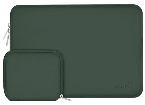 MOSISO Housse Ordinateur 14 Pouces avec Pochette,Vert Minuit | Sac de Transport Néoprène Résistant aux Rayures Compatible avec MacBook MacBook HP/Lenovo/Dell/ASUS/Acer 14