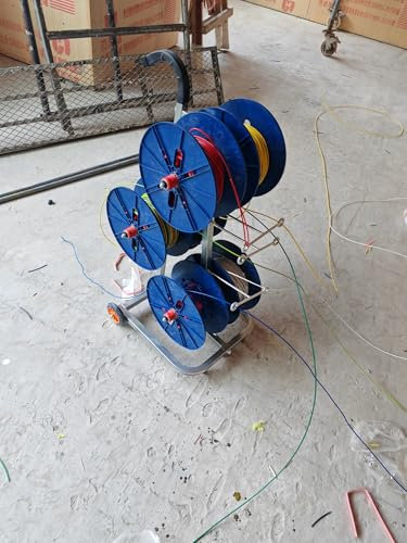 wire reel rack Heavy Duty Cable Reel Holder, Carrete Para Alambre/Multi-spool Electrical Wire Rack with 6 Cable Reel - Up to 29.5x10cm(11 3/5 X 4in) Dia Wires, Wire Storage Sorting