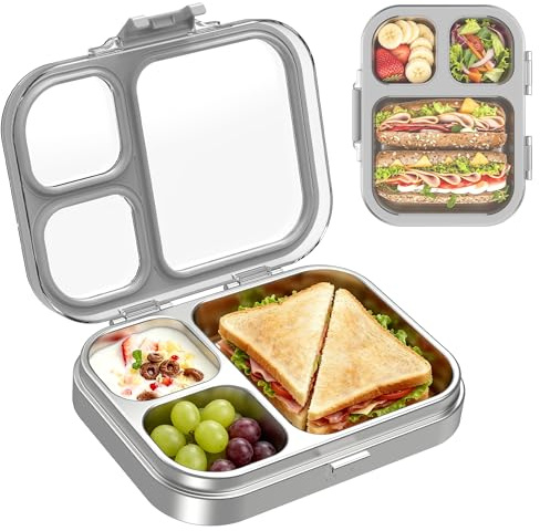 LOHASOK Stainless Steel Bento Lunch Box, 800ml, Grey