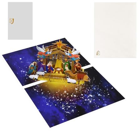 Religiöse 3D-Krippen-Pop-Up-Karten – Weihnachtsgrußkarten mit Umschlägen, atemberaubende Weihnachtskrippen-Designs für Valentinstag, Kinder, Freunde, Männer und Frauen, Urlaubskarten, perfekt für