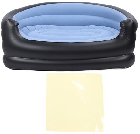 TOPINCN Uppblåsbar Soffa, PVC och sammet. (Blå)