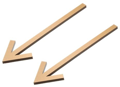 Jarsense Lot de 2 panneaux de flèche en acrylique doré de 16 cm, indicateurs directionnels autocollants pour salle de bain avec support mural facile pour localisation de bureau/toilettes publiques