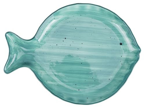 Piatto da portata in porcellana 35,2x26 cm, stile coastal, acquamarina, Kos