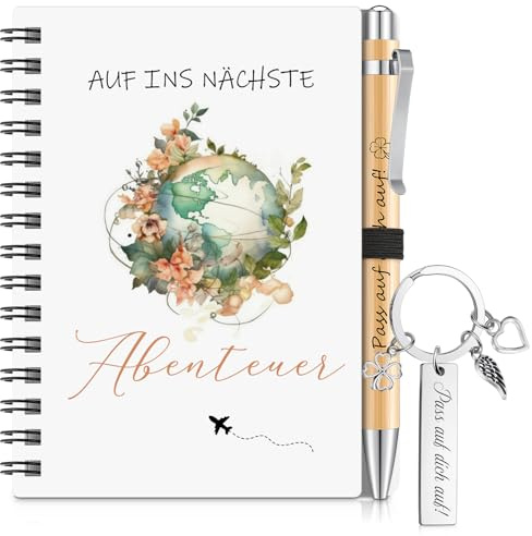 Sinmoe 3 Glücksgeschenke für Frauen, Rechteckig | Spiral-Notizbuch, Schutzengel Schlüsselanhänger, Motivierende Kugelschreiber, Geschenke für Arbeit Schule