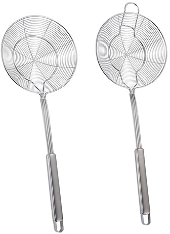 GLEAVI 2 piezas Espumadera Inoxidable Colador para Pasta y Fritos con Mango Ergonómico para Cocinas y Restaurantes