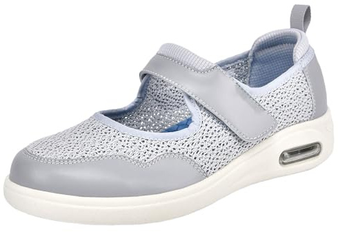 Aocase Chaussure pour Pied Gonflé Orthopédique Femme Pantoufle DiabéTique Basket Orthopedique Chaussures L'arthrite odème Extra Large Confortable Sandale Confort Sandales,Gris,41 EU
