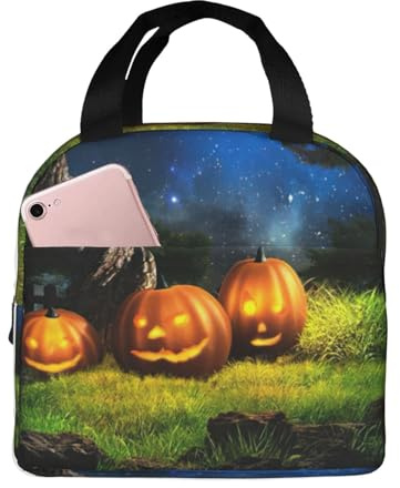 DDSFvbv Lonchera térmica reutilizable con diseño de calabazas de Halloween, portátil, perfecta para el trabajo, picnic, playa, barbacoa