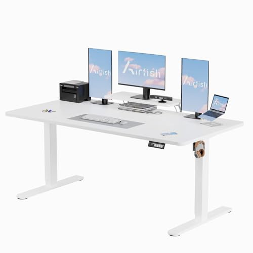 Airfish Scrivania Regolabile in Altezza 180 x 80 cm, Scrivania da Ufficio con Sistemi Anti-Collisione e Funzione di Memoria, Tavolo didattico Ergonomica Elettrica