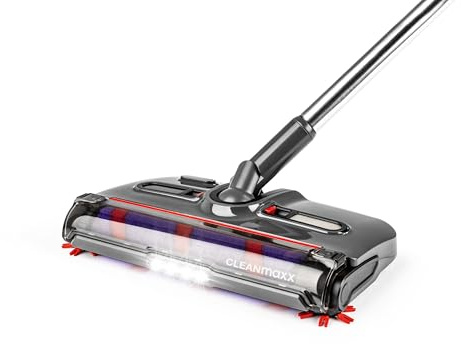 CLEANmaxx Akkubesen kabellos | Bodenfeger mit 1.200 U/min & 4 Bürsten | inkl. LED-Licht | Anti-Haar-System perfekt für Tierhaare | 60 Min Laufzeit | für Teppich, Fliesen & Laminat