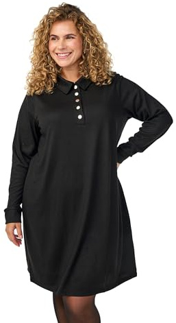 Zizzi Damen Große Größen Polokleid Lange Ärmel Knöpfe Größen Gr L Black