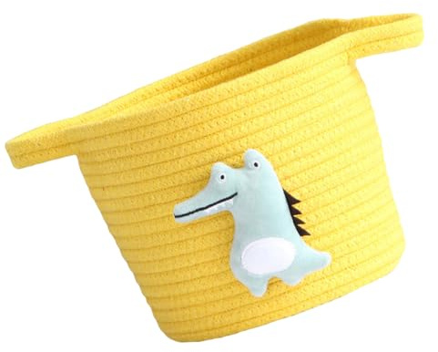 NOLITOY Cestino Portaoggetti Multifunzionale in Corda di Cotone Resistente Giallo, Organizer Decorativo per Camerette e Spazi Giochi Ragazzo Ragazza