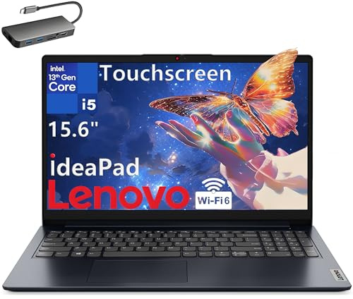 Lenovo Laptop Computer, 15.6 Touchscreen FHD, Intel 10-Core i5-1334U, 40GB DDR4 RAM, 1TB PCIe SSD, WiFi 6, Bluetooth, Type-C, HDMI, Abyss Blue, Windows 11 for Home Students and Business, Type-C HUB
