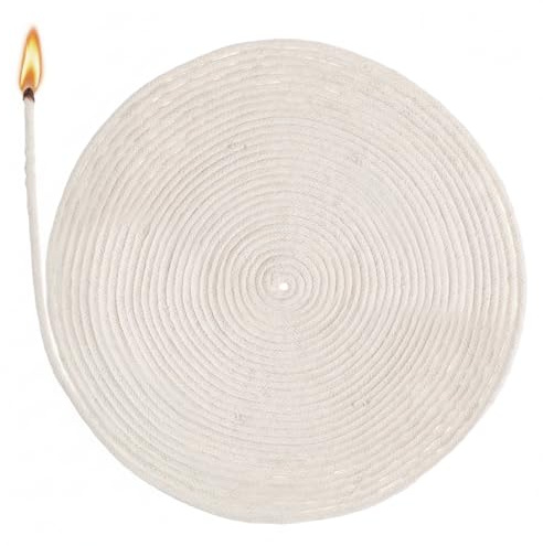 4mm Round Cotton Lamp Wick (20 Meter / 65.6 Ft) - Oil Lamp Wicks Replacement for Kerosene Lamps, Alcohol Burners, Lanterns & Torches - Braided Candle Wick for Emergency, Camping, Decorative Lighting