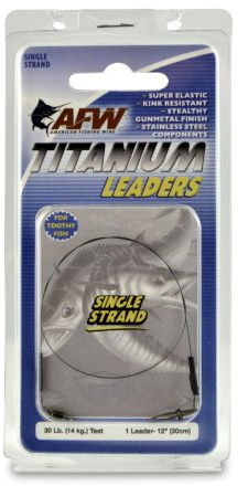 American Fishing Wire Titanium Single Strand Leader, Black, 30 Pound Test, 12-Inch