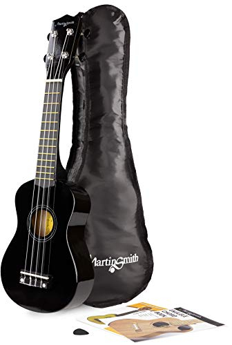 Martin Smith Soprano Ukulele with Ukulele Bag & Chord Book - Black