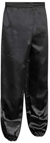 Playwell Tai Chi/Wushu 100% Silk Black Cuffed Ankle Trousers - 5/180cm