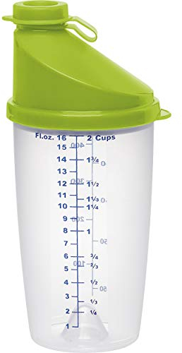 Emsa 513518 Superline Mixbecher mit Ausgussdeckel, Fassungsvermögen: 0,5 Liter, inklusive Mixscheibe, transparent/limette, Grün