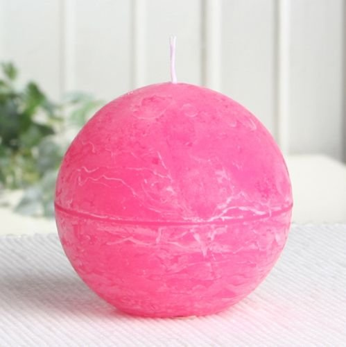 CandleCorner Rustik-Kerzen Kugelkerze, 8 cm Ø, Rosa, Unparfümiert