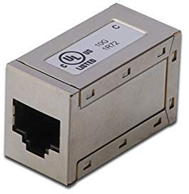 DIGITUS AT-AG 8/8 C6S - Accoppiatore RJ45 Cat 6-1 pezzo - Prolunga cavo LAN - Connettore cavo di rete Cat6 - Compatibile PoE+ - Accoppiatore modulare - Per switch, DSL, modem, router, PC - Argento