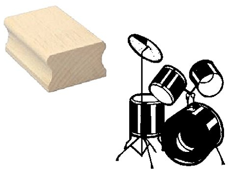 Stempel Holzstempel Motivstempel « SCHLAGZEUG » Scrapbooking - Embossing Drummer Schlagzeuger Drumstick Musik