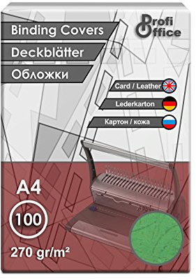 ProfiOffice® Deckblätter, DIN A4, Lederoptik, grün, A4 270g/m², 100 Stück (29003)