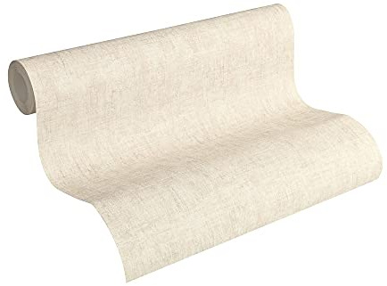 A.S. Création Uni-Vliestapete mit Struktur – Beige, Creme – 10,05 x 0,53 m