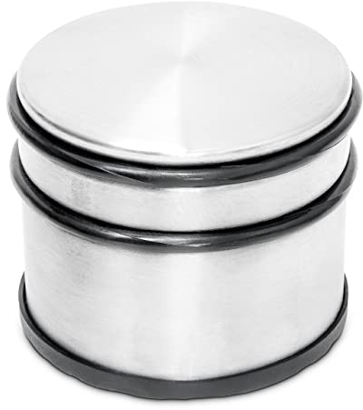 Relaxdays 4 x Türstopper aus Edelstahl, Gummi-Schutz, Puffer für schwere Türen und Fenster, HBT: ca. 7,5x9,5x9,5 cm, Silber