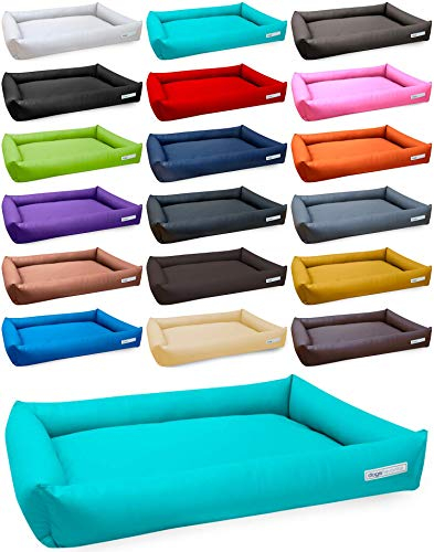dogsfavorite, Hundebett Starter Visco aus Kunstleder, Hundekissen, orthopädisch, 120 x 90 cm, türkis