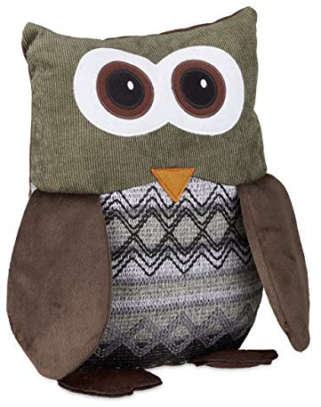 Relaxdays Türstopper Eule 2er Set, Türpuffer Stoff, Türsack Boden, braun | Türhalter Kinder, dekorativ, HxBxT: 24 x 14 x 14 cm