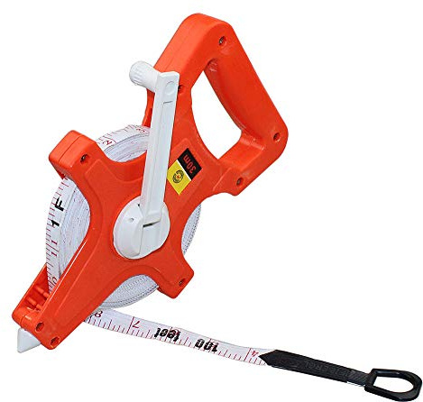 TOOLSTAR Mètre ruban en fibre de verre - 1 pièce de 100 m - Bobine ouverte en fibre de verre - Outil de mesure en ABS résistant aux chocs
