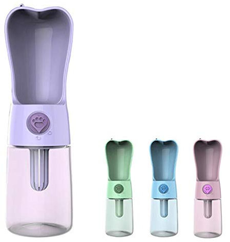 PJDDP Bouteille d'eau Portable pour Animaux De Compagnie, Distributeur De Tasse d'eau De Voyage avec Filtre pour Chiens Chats, Antibactériennes Épreuve des Fuites De Qualité Alimentaire Buveur,Violet
