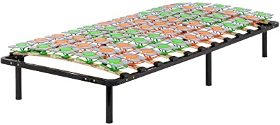i-flair Metallbett Tellerlattenrost 100x200 cm auf Füßen, Gästebett Ergo IF57 mit Tellerfedern und Stauraum - für alle Matratzen und Betten geeignet