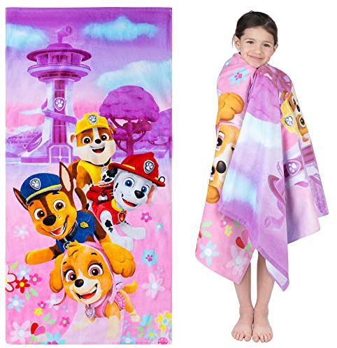 Franco Kids Super Soft Cotton Bath/Pool/Beach Towel, 58 in x 28 in, Paw Patrol Girls