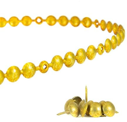 5 bandes de clous tapissier + 100 clous - Lentille Fer - Or antique - Ø9,5mm - Clous tapissier en bande