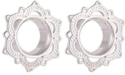 Beydodo Piercing Tunnel 8MM Set, Ohr Plugs Edelstahl mit Vintage Blütenkante Piercing Ohr Expander 2PCS