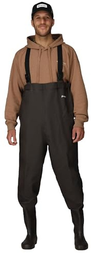FROGG TOGGS Men's Rana II PVC Waterproof Fishing Boot Foot Chest Wader for Fishing, Brown, 12