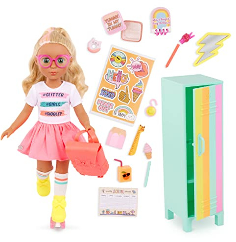 Glitter Girls - Sunnie & GG Schule Schließfach Spielset 36 cm Bewegliches Puppenset - Blondes Haar & grüne Augen - Spielzeug für Kinder ab 3 Jahren