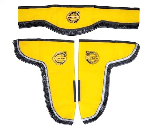 3 Rideaux décoratifs en Peluche avec Glands Noirs pour camions FH4 FH16 FM FMX FE FL VM VNL (Jaune)