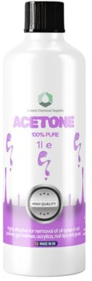 Custom Chemical Supplies Acetone 1 Litre Acrylic Nail Remover Premium UV/LED Gel Nail Polish Remover, Clear