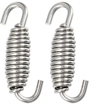 A ABSOPRO Auspufffeder Silber 2 Stück Motorrad 304 Edelstahl | Roller, ATV, Hochtemperaturbeständig, Korrosionsbeständig, Gesamtlänge 54mm, Federdurchmesser 11mm