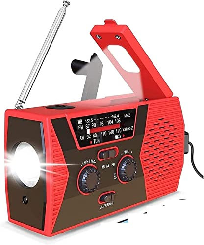 ONOTEC Emergency Weather Radio, AM/FM/NOAA Hand Crank Solar Radio with SOS Alarm, LED Flashlight & Reading Lamping, 2000mAh Power Bank for Emergency Phone Charge