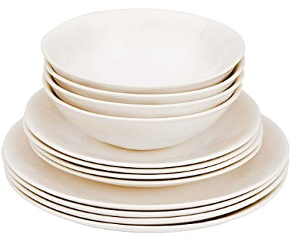 BUTLERS Geschirrset 4 Personen ATLANTIS Steinzeug Geschirr Set 12-tlg. Tafelservice | Schalen 550ml Teller 23cm Speiseteller 28cm | Farbverlauf mit Boho-Stil | Mikrowellen- & spülmaschinenfest