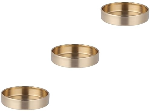 Cabilock 3 Pièces Plateau De Rangement Rond Plateaux De Fruits En Acier Inoxydable Organisateur De Bijoux Cosmétiques Organisateur De Plateau De Maquillage Miroir Clé Thé Café Laiton