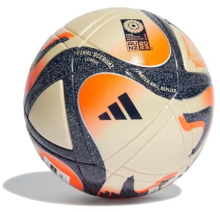 adidas Pallone da calcio per la finale della Coppa del Mondo di Lega unisex, per adulti, oro metallizzato/blu scuro, denim, arancione solare/argento metallizzato, 5