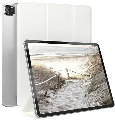 EAZY CASE - Skyddshölje för Apple iPad Pro 12,9 (2018/2020/2021/2022) Smart Cover Tablet Smartcase med ställfunktion Flip ståfunktion Sleep Wake Up Syntetiskt läder Vit