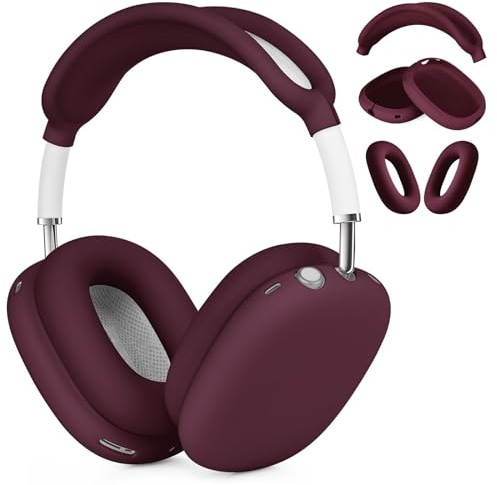 VISOOM Silikon Schutzhülle für Airpods Max 2 Hülle | weiche & stoßfest Ohrmuschel-Abdeckung, Ohrpolster, Kopfbandabdeckung für Apple Airpods Max Case(2024/2020)-Burgundy