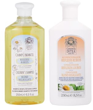 Camomila Intea - Blondschimmer Shampoo & Spülung mit Kamille - 2x250 ML | Reinigt sanft und pflegt blondes Haar mit Kamillenblütenextrakt, der den Blondton verstärkt und Glanz verleiht, ohne Parabene